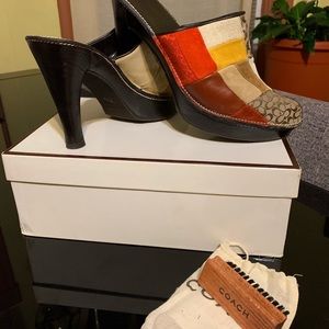 COACH Kieran 4” patchwork clogs